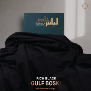 Rich Black Gulf Boski – Premium Unstitched Boski Fabric for Men | 4 Meters